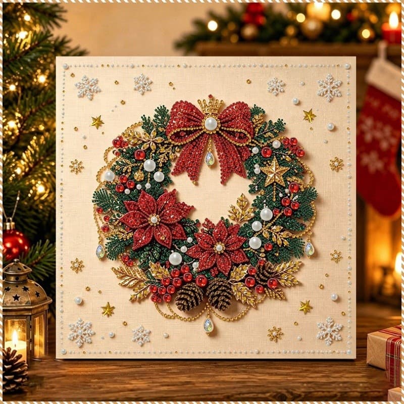 Kit de artesanato natalino "faça você mesmo" com pintura de diamante pérola, Papai Noel e boneco de neve em mosaico de d