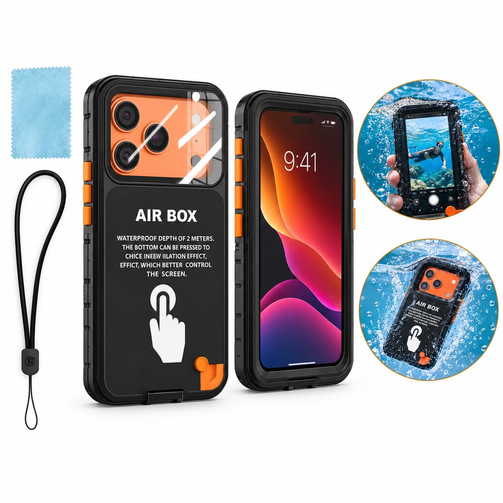 Capa Impermeável para iPhone 12 - 17 6,1 / 6,7 pol – Proteção Total para Mergulho, Praia e Piscina