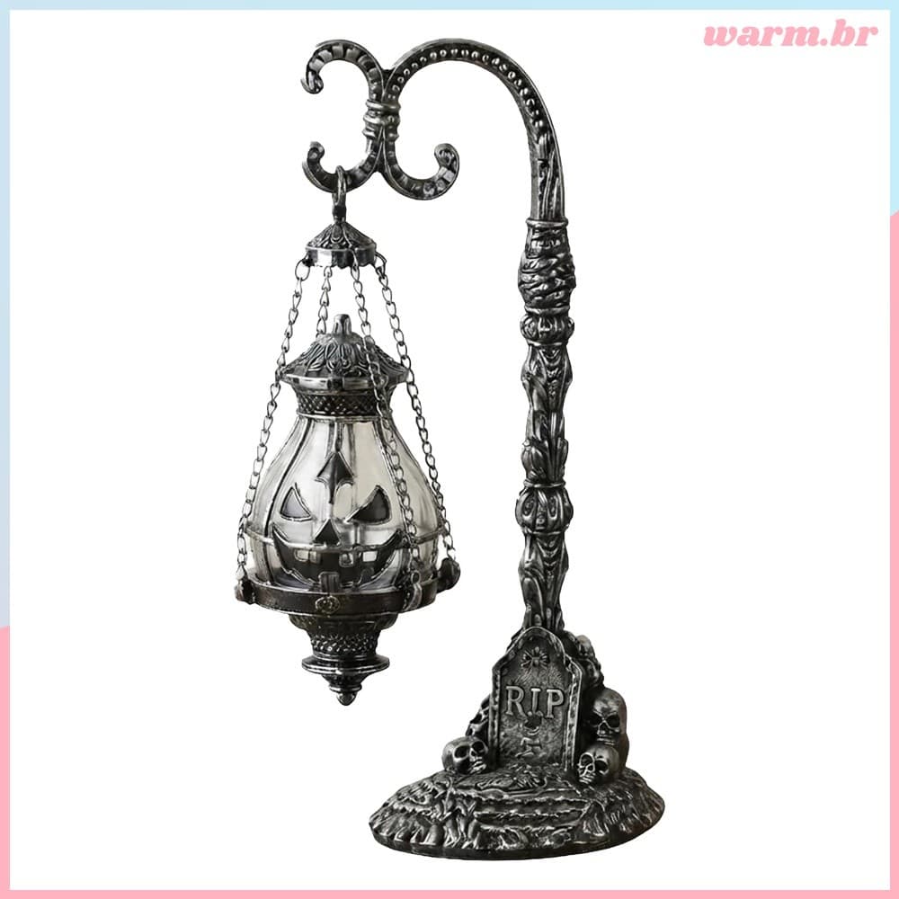 Resina De Suporte De Lanterna De Abóbora Assustadora Com Caveira LED Para Decoração De Halloween [waroom.br]
