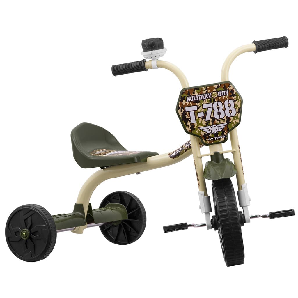 Triciclo Infantil Ultra Bikes Military Boy Verde com Number Plate e Buzina