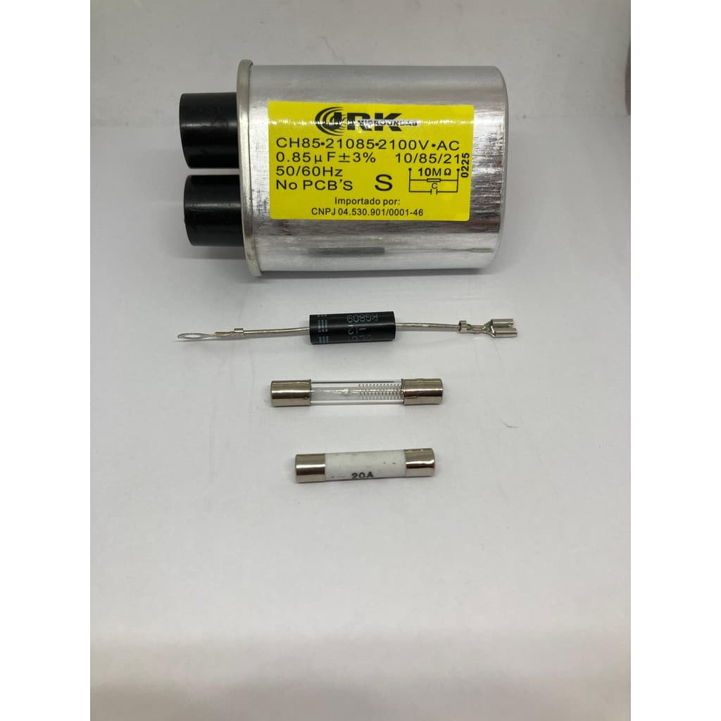 Kit Capacitor Microondas 0,85uf + Diodo + Fusivel+vidro5kv8A