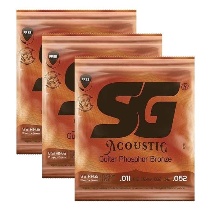 Kit 3 Encordoamentos Violao Aco Sg Fosforo Bronze 011