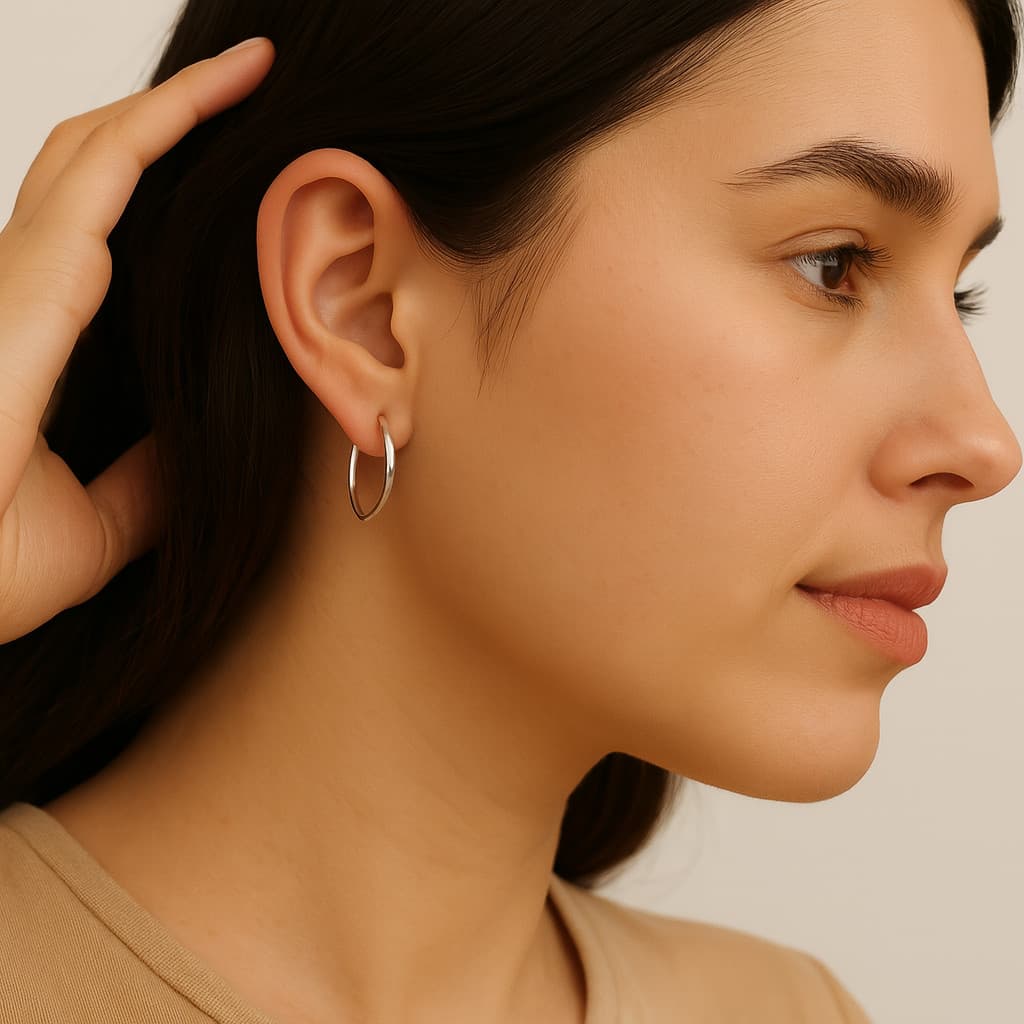 Brinco Feminino Argola Fio Quadrado Minimalista Prata 22 mm
