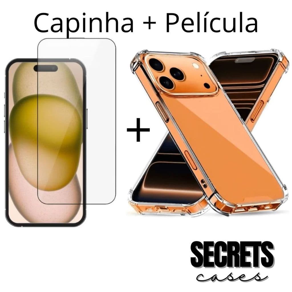 Kit Capinha Transparente Anti-Impacto Para iPhone 17 Pro Max + Película 3D Vidro Frontal