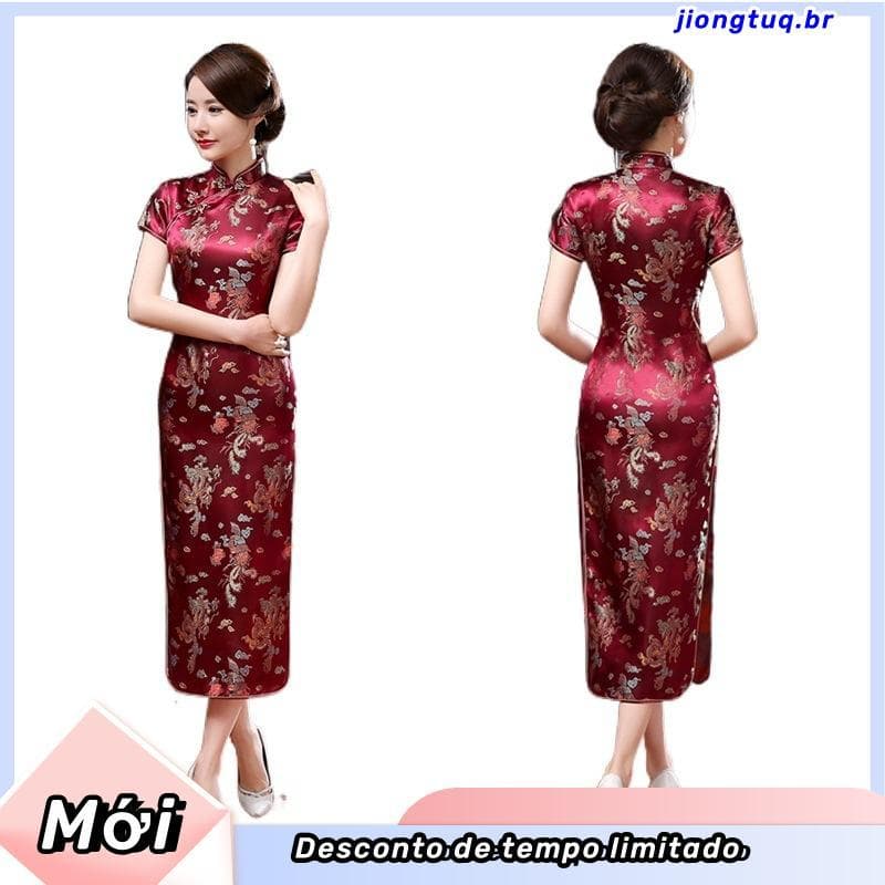 Vestido Cheongsam De Brocado Longo Novidade De Ameixa Longa Qipao Chinês Festa Feminina