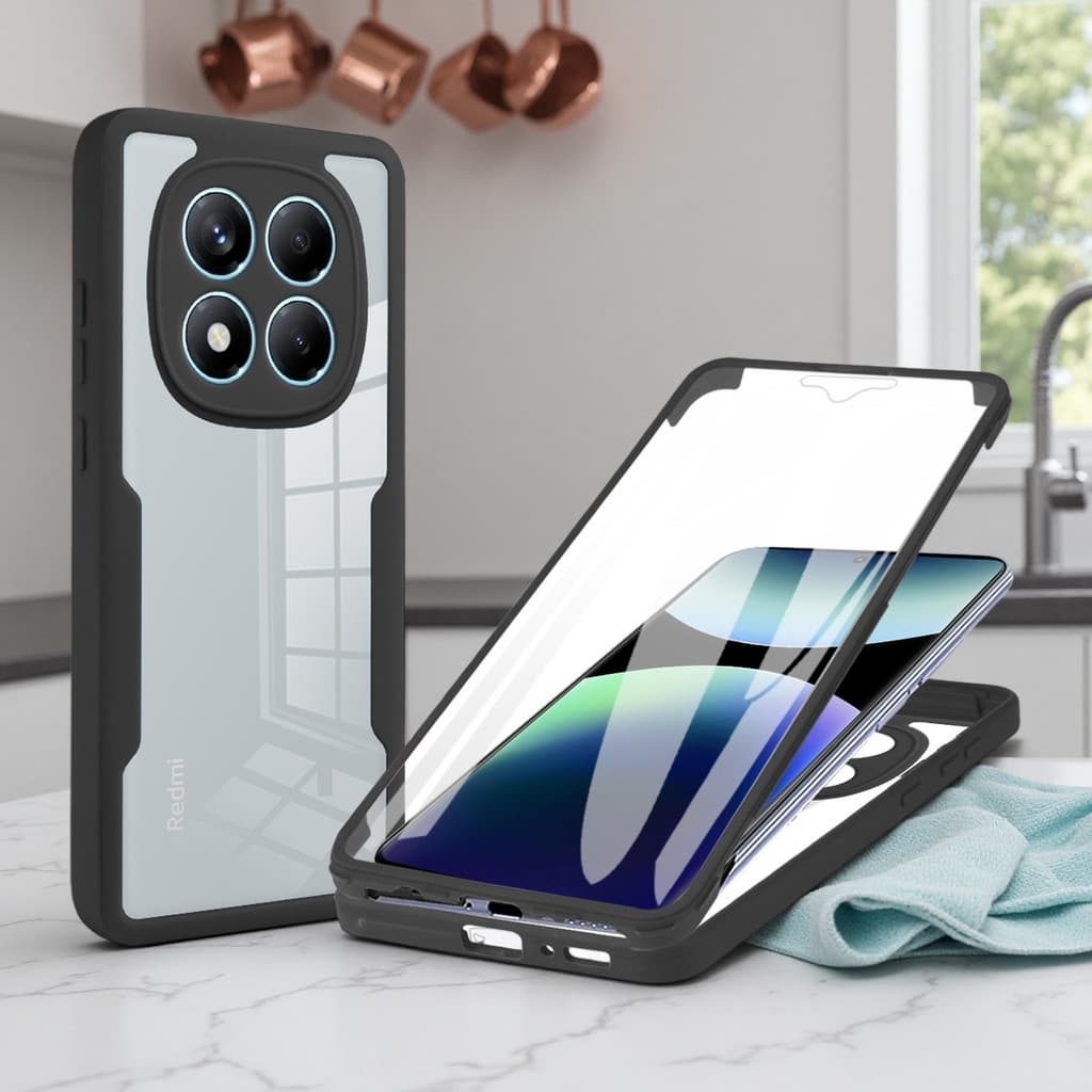 Capa protetora 360º para Xiaomi Redmi 15, 15C, 14C, 13C, Note 15, 14, 13 Pro Plus, em silicone à prova de choque
