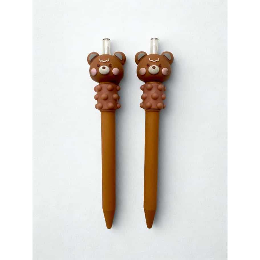 Caneta de Ursinho - Urso Anti Estresse - Tinta Preta -  Papelaria Fofa Material Escolar Escritório