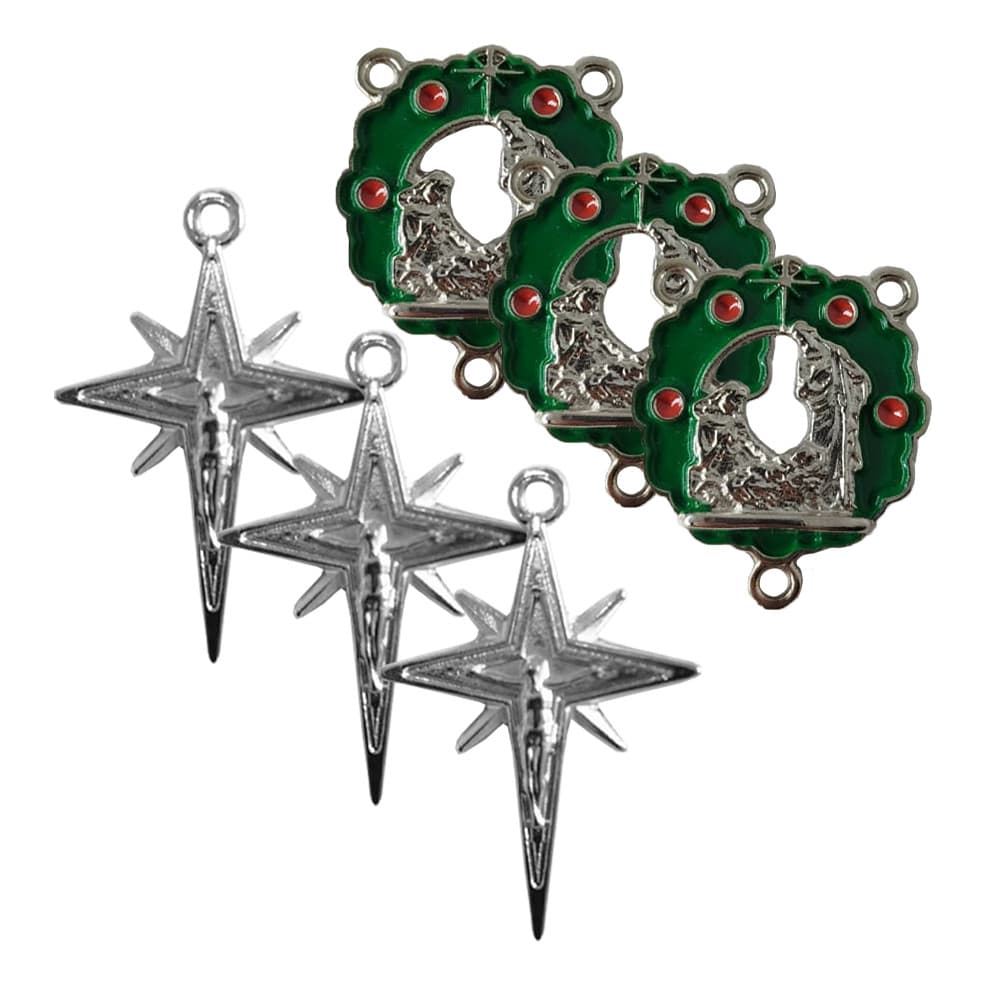 Kit 3 Crucifixo Entremeio Natal Estrela Guirlanda Níquel