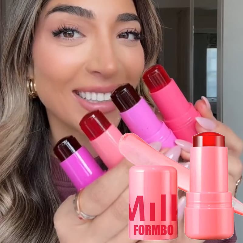 3-Em-1 Beleza Maquiagem Batom Leite Geléia Rosto Matiz Blush Varinha Hidratante De Longa Duração Fosco Rouge Bochecha Co
