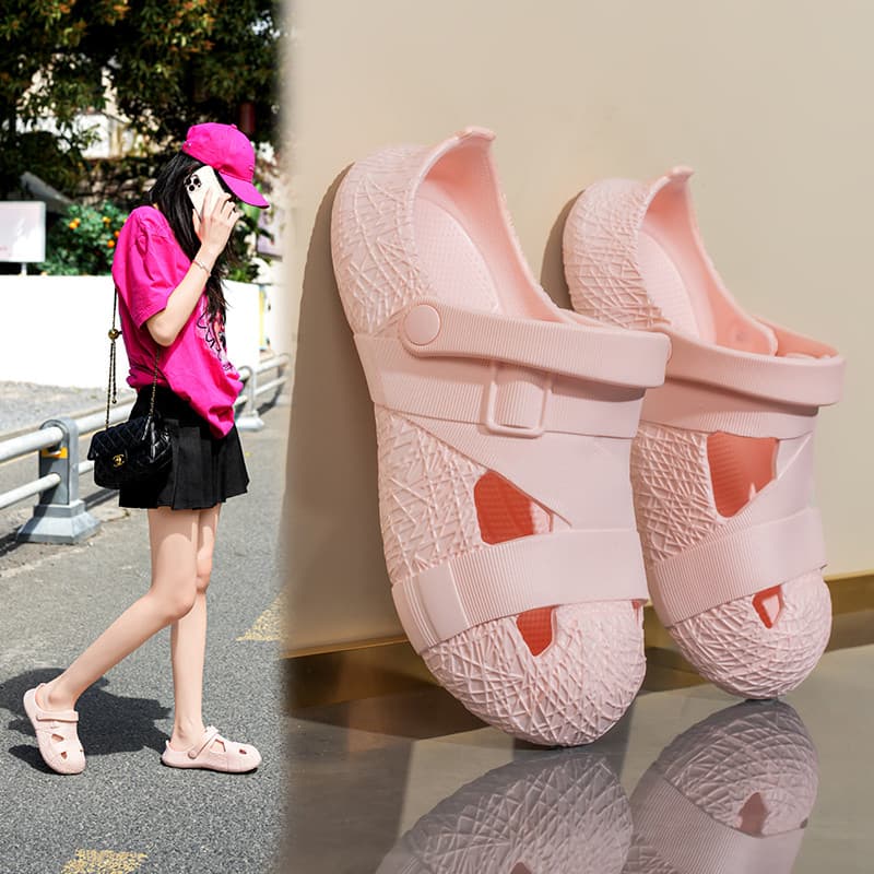 High-End sentido buraco sapatos femininos verão novo estilo exterior usar sola grossa Anti-deslizamento desodorante eva