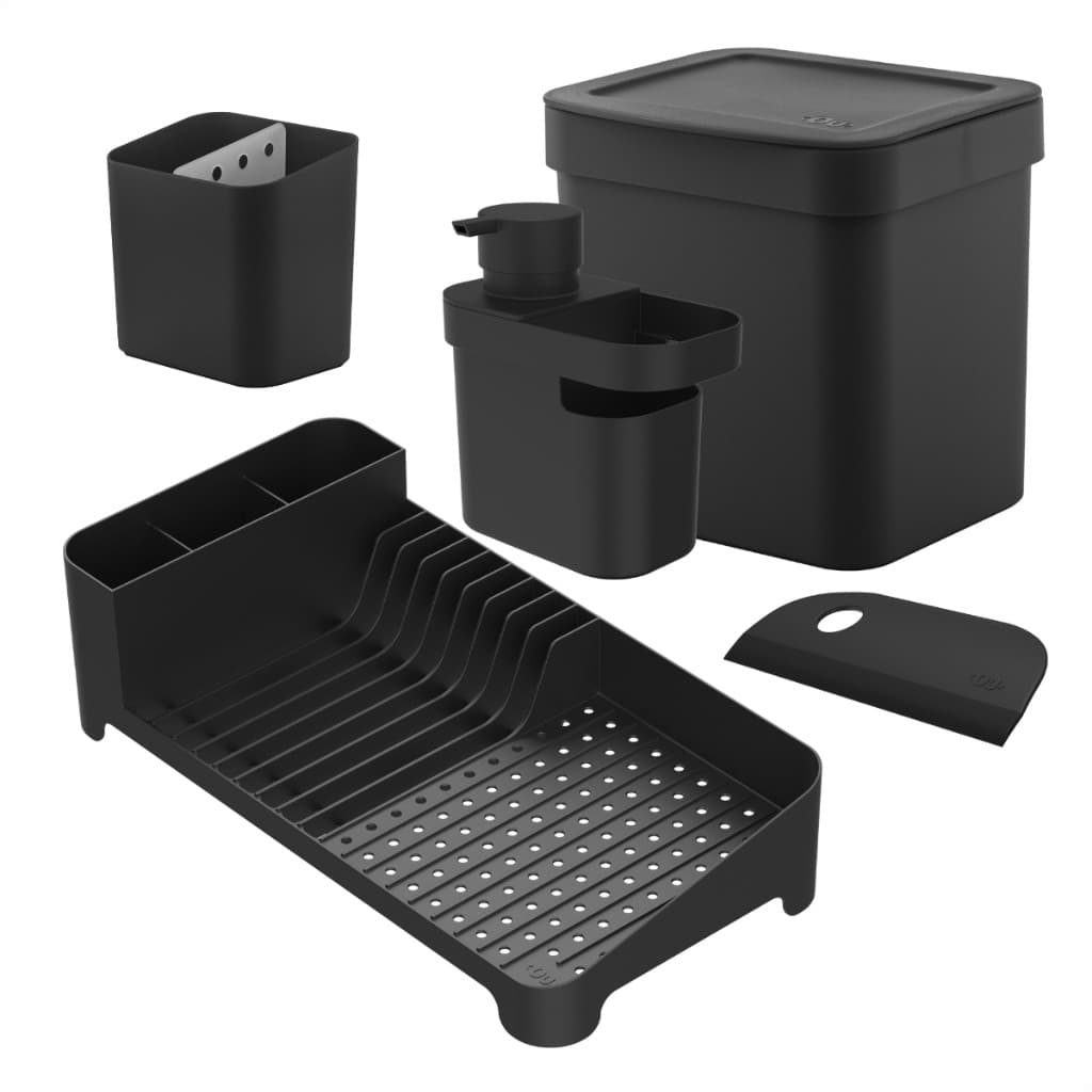 Kit Dispenser 650ml Escorredor de Louças Compact Escorredor de Talheres Rodo de Pia e Lixeira 2,5 Litros Trium