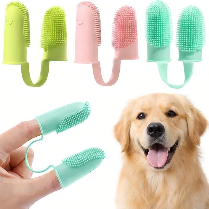 Escova De Dentes Para Animais De Estimação 3 Unidades Cães Gatos Ferramenta De Limpeza De Silicone Cuidados Bucais
