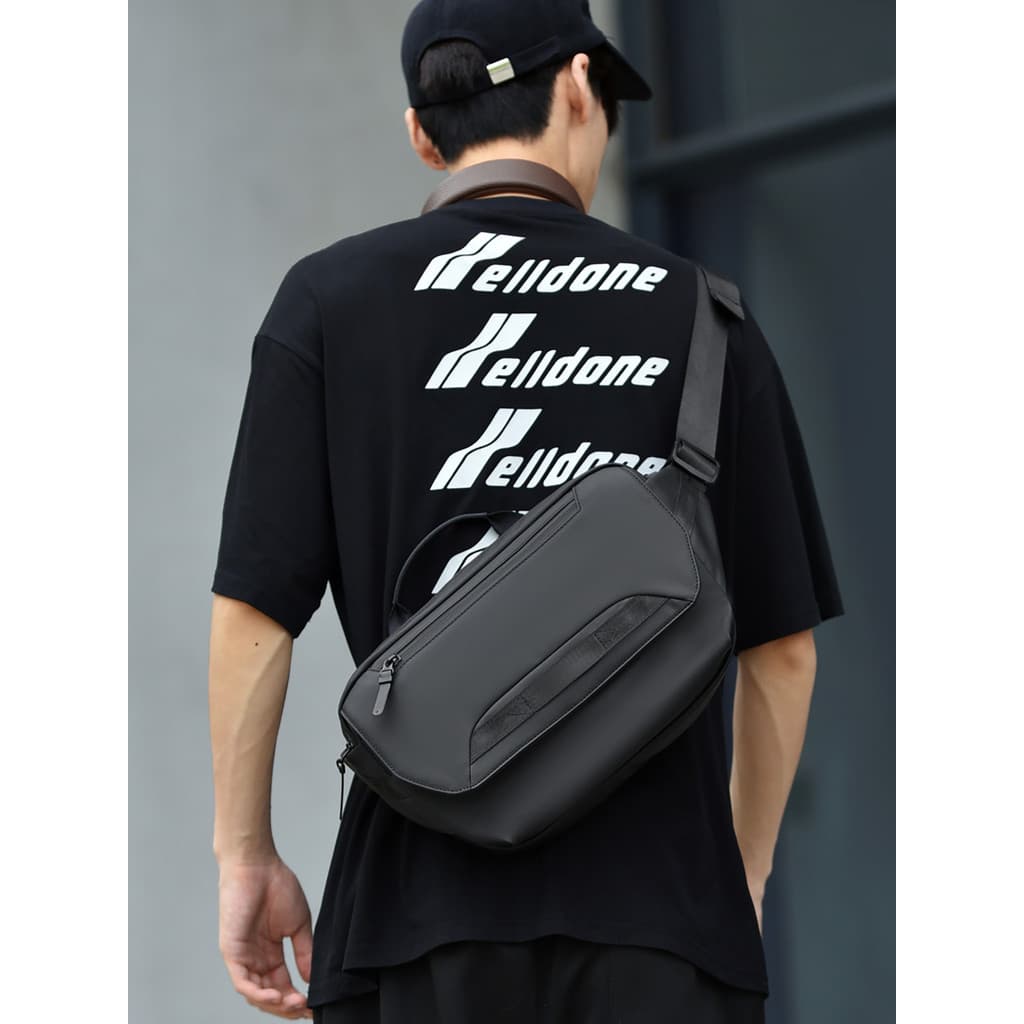 Bolsa mensageiro leve à prova d'água, bolsa de ombro masculina, esportiva, ciclismo, ar livre, bolsa de peito multifunci