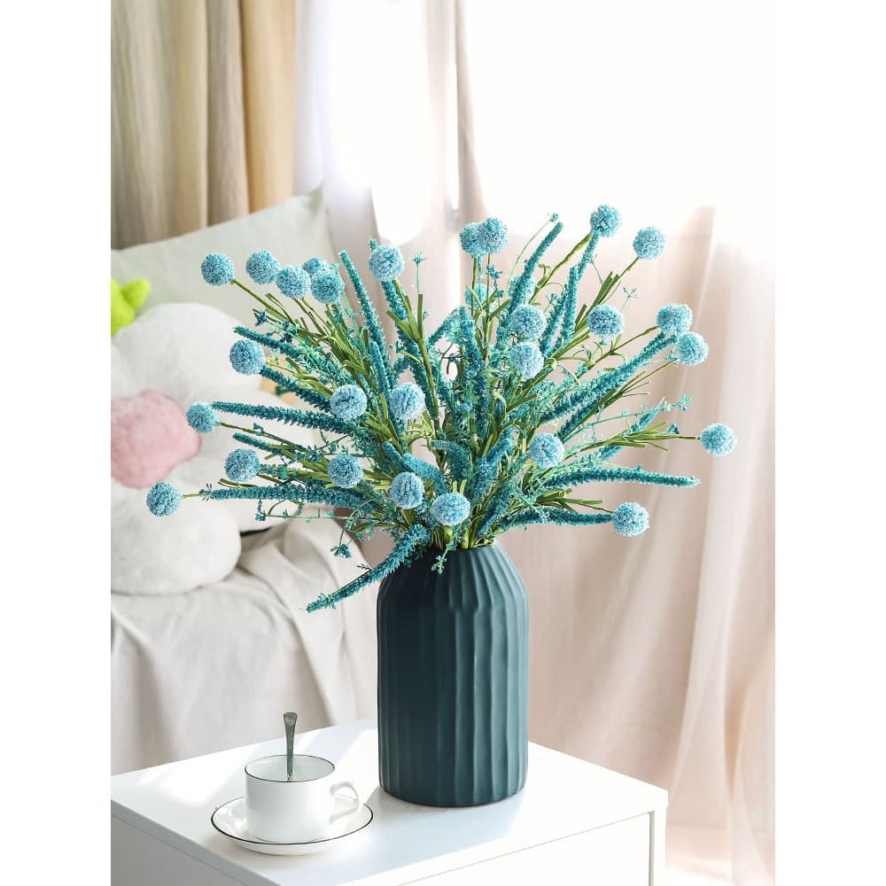Simulação planta High-End luz luxo dente de leão flor falsa Macaron cor correspondência bola crisântemo planta verde dec