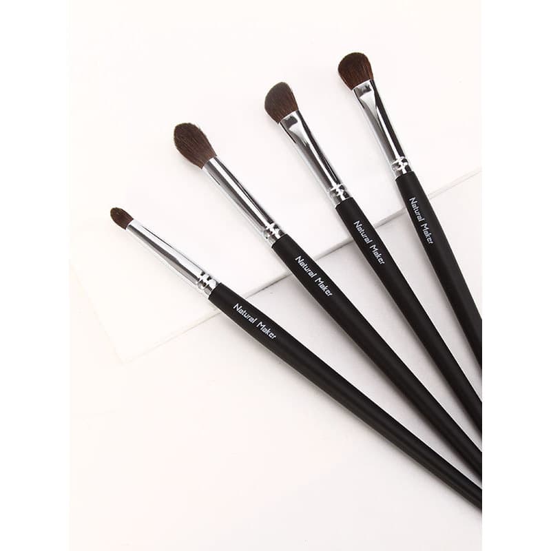 Fabricante Natural de pêlos de animais, 4 peças, ferramenta de maquiagem para os olhos, pincel de sombra, bicho-da-seda,