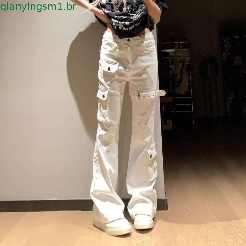 Calças Jeans Flare Femininas Outono Inverno Estilo Goblin Core Goth Japonês Abi Y2k Harajuku Cargo Dark Academia Bell-Bo