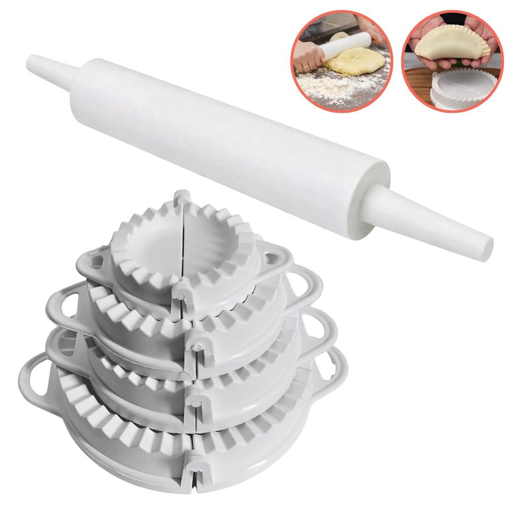 Kit 4 Formas Pastel e Rolo De Massa 38cm Antiaderente Confeitaria Pizza Salgados Pastelzinho