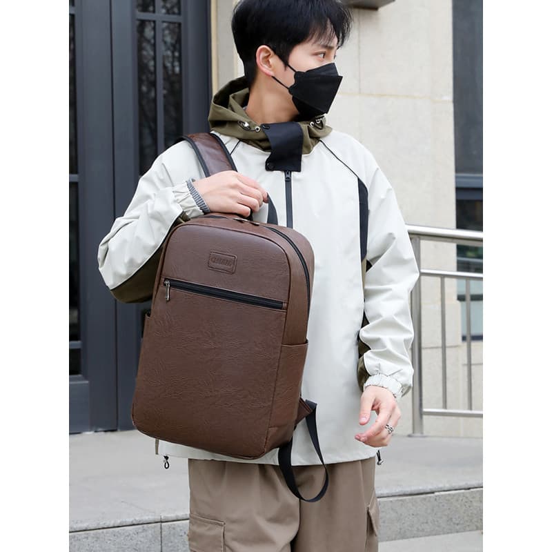 Mochila masculina moda Casual grande capacidade de couro repelente de água multifuncional mochila leve redução de carga