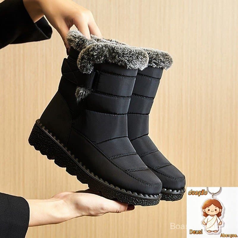 Bota feminina cano De Inverno Impermeáveis Para Mulheres Nova Plataforma Neve Mulher Sapatos De Casais De Algodão Tornoz
