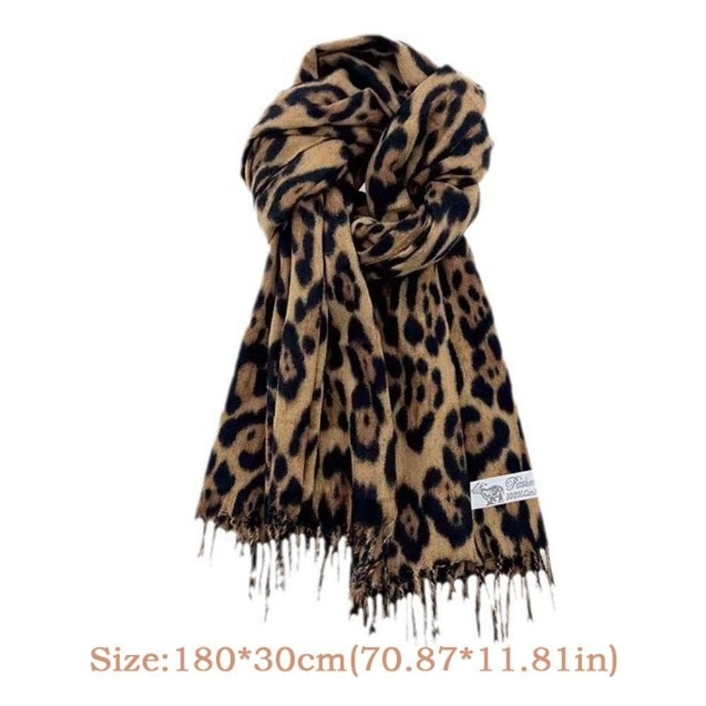 KAREN Lenço Quente De Inverno , Xale Com Borlas À Prova De Vento De Leopardo , Imitação De Caxemira Espessada Para Mulhe