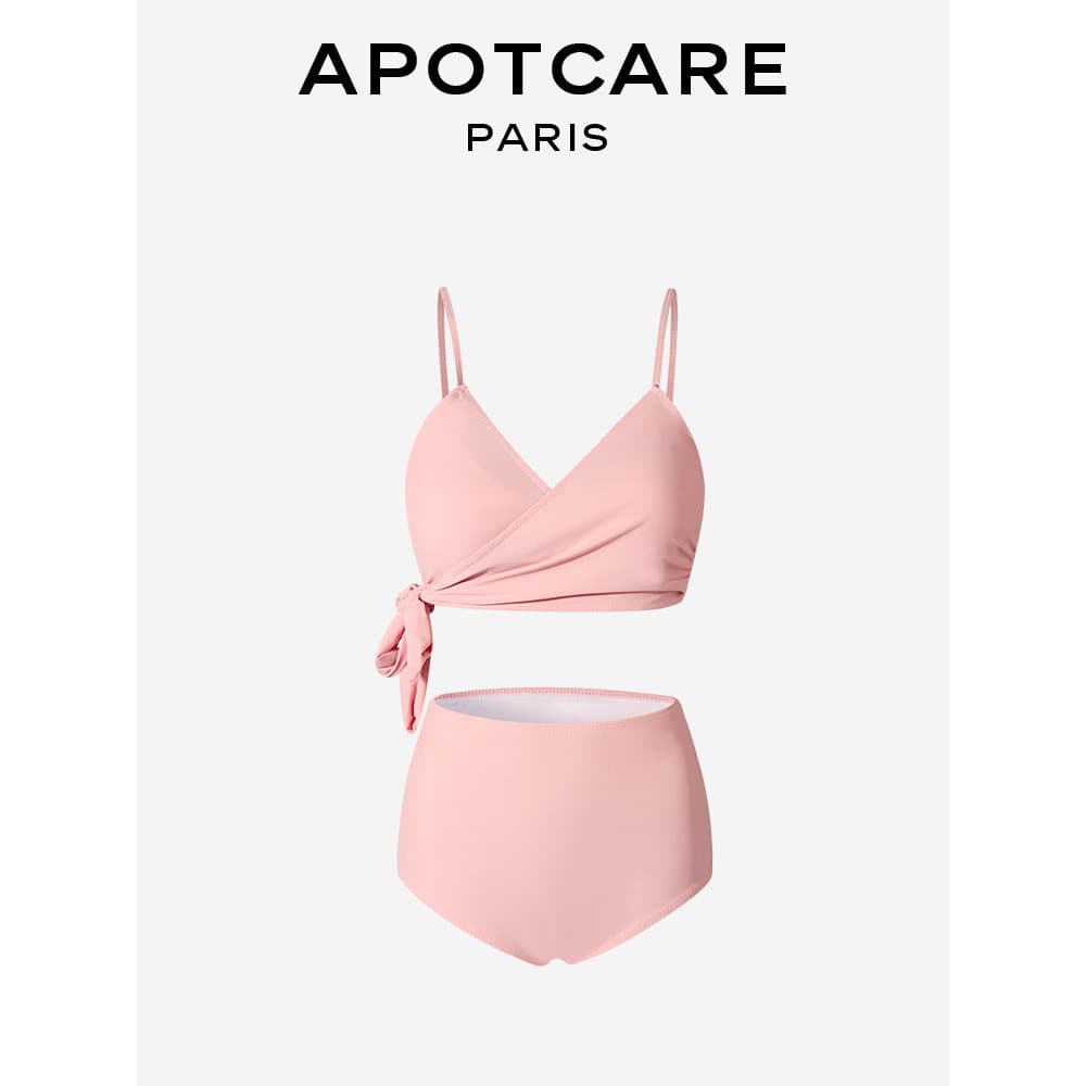 França APOTCARE 2025 Novo Estilo Split Maiô Slim-fit Slimmer Look Retro Cor Sólida Conservador Senhoras