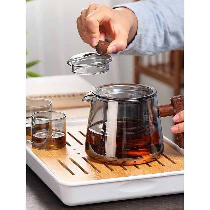 Bule de vidro preferido, resistente a altas temperaturas, vidro, conjunto de chá, alto teor de borosilicato, fumaça, cin