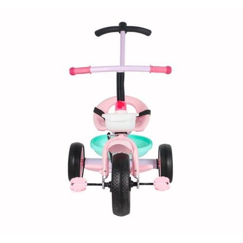 Triciclo Infantil Com Empurrador Cinto De Segurança Dupla Cesta Passeio Bebe Regulavel Velocipede Menina Rosa