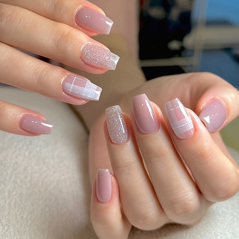 Pasta de feijão suave fino piscando cubo de açúcar xadrez doce moda menina suave destacável Manicure peça