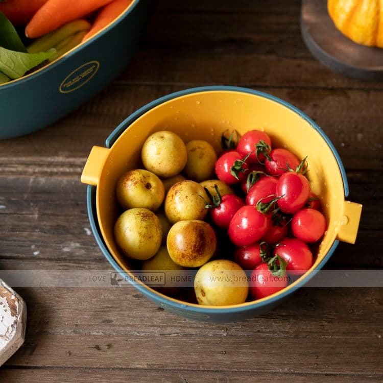 Cesta de lavatório de vegetais de camada dupla, ferramenta útil para lavagem de frutas, cesta de drenagem, placa de frut