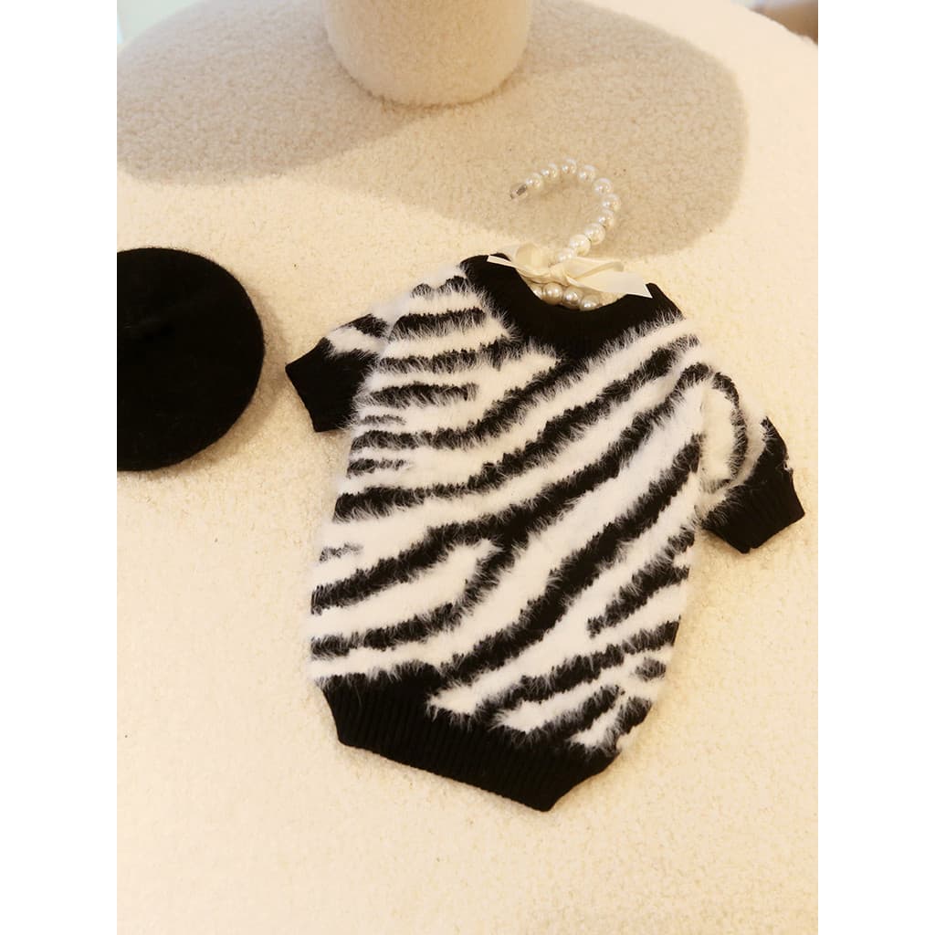 Roupas para cães gato camisola Street Wear Zebra pele de vison engrossado quente Teddy francês luta Corgi Shiba Inu roup