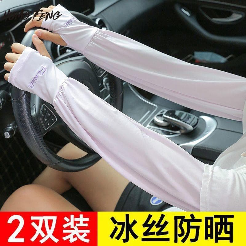 Protetor solar manga de gelo feminino verão estilo fino solto não-estrangulamento carne Anti-ultravioleta ciclismo ao ar