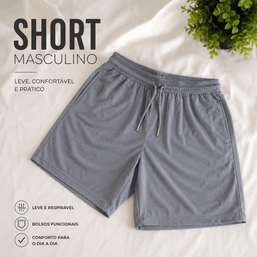 Short Masculina – Leve, Confortável e Secagem Rápida