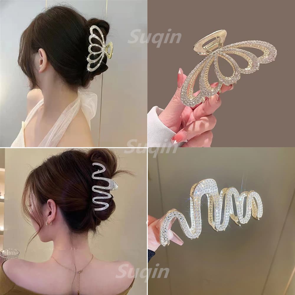 Clip De Cabelo Coreano Metal Com Diamante Acessórios Mulheres