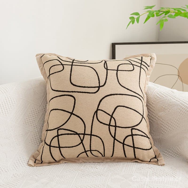 Nova almofada de encosto de cama em chenille, almofada macia com linhas geométricas para sofá, capa de almofada simples