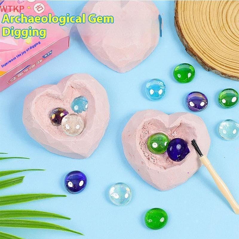 Quente Escavação Arqueológica Gesso Caixa Cega DIY Brinquedo Amor Coração Gem Quebra-Cabeça Das Crianças Artesanal QEW0