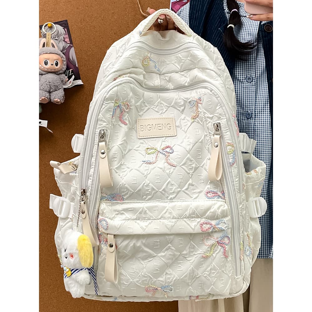 Bordado simples mochila Ridge proteção grande capacidade estudante computador mochila feminina júnior escola secundária