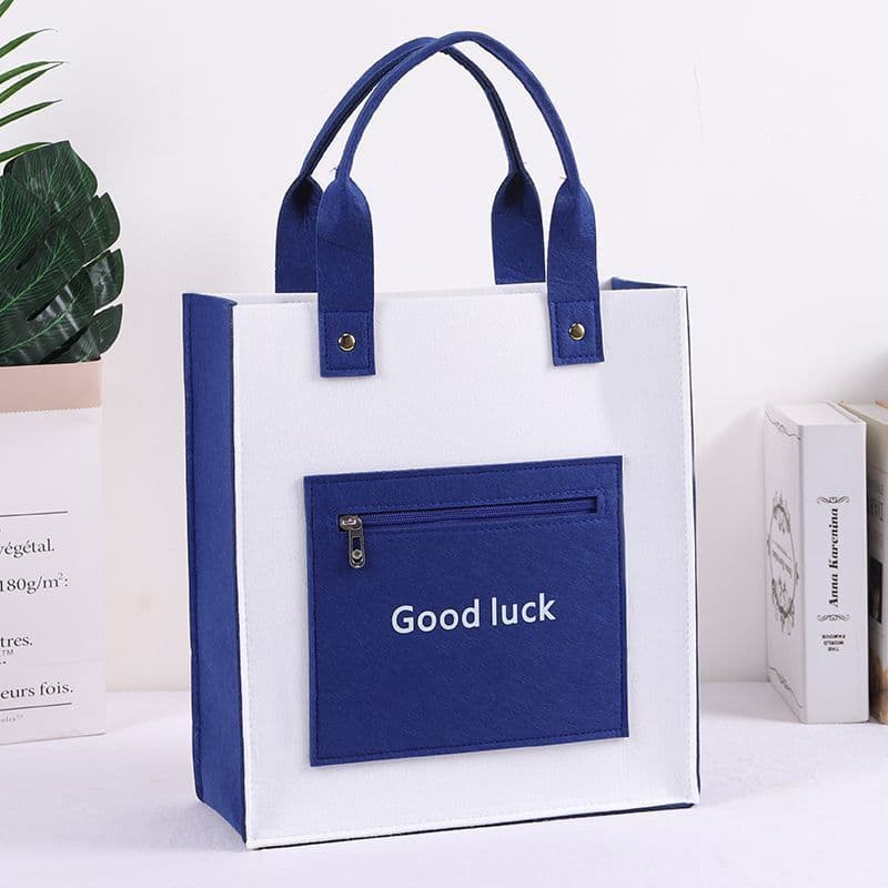Bolsa de estudante moderna, cor contrastante, OL, sacola de viagem, feltro grosso, resistente ao desgaste, sacola de pap