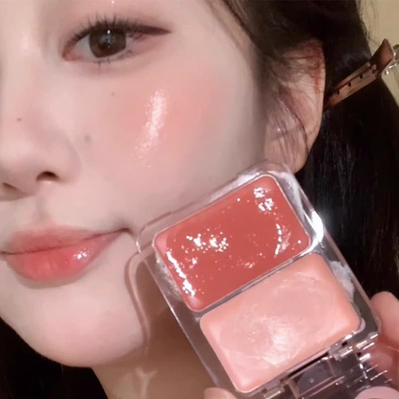 Xu Yiyang Recomendado!Brilho de água de duas cores blush creme hidratante ajuste atmosfera da pele doce menina blush alt