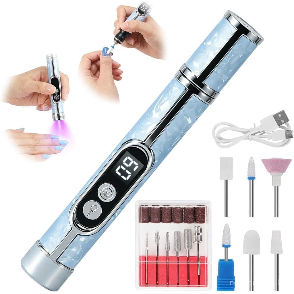 Lixa Elétrica para Unhas Grossas dos Pés, Furadeira Elétrica 2 em 1 com Lâmpada UV, Máquina de Furar Unhas com 5 Velocid