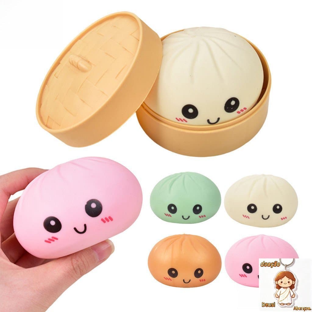 Steamed Bun Toy Stress Relief Slow Squishy – Portable Soft Squeeze Fidget Ball for Kids Adults Travel Fun Gift