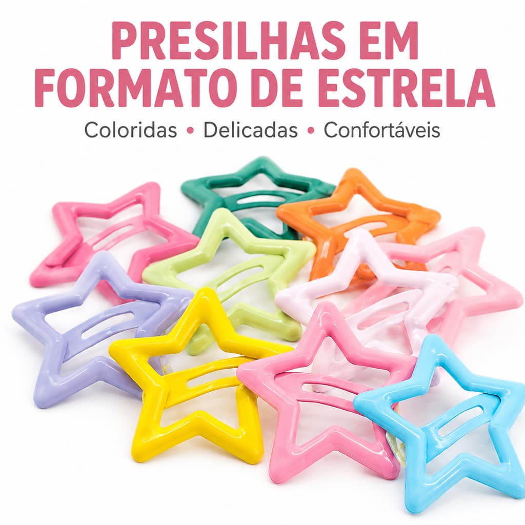 Kit Presilhas de Cabelo Estrela Coloridas para Meninas Crianças Grampos Fofo Infantil Acessório de Cabelo Y2K