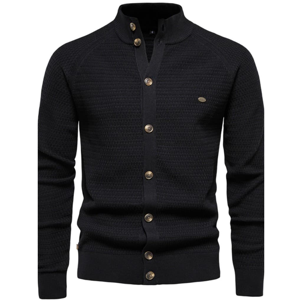 K malha cardigan camisola masculina jaqueta High-End Retro masculino gola alta cardigan preto masculino topo na moda All