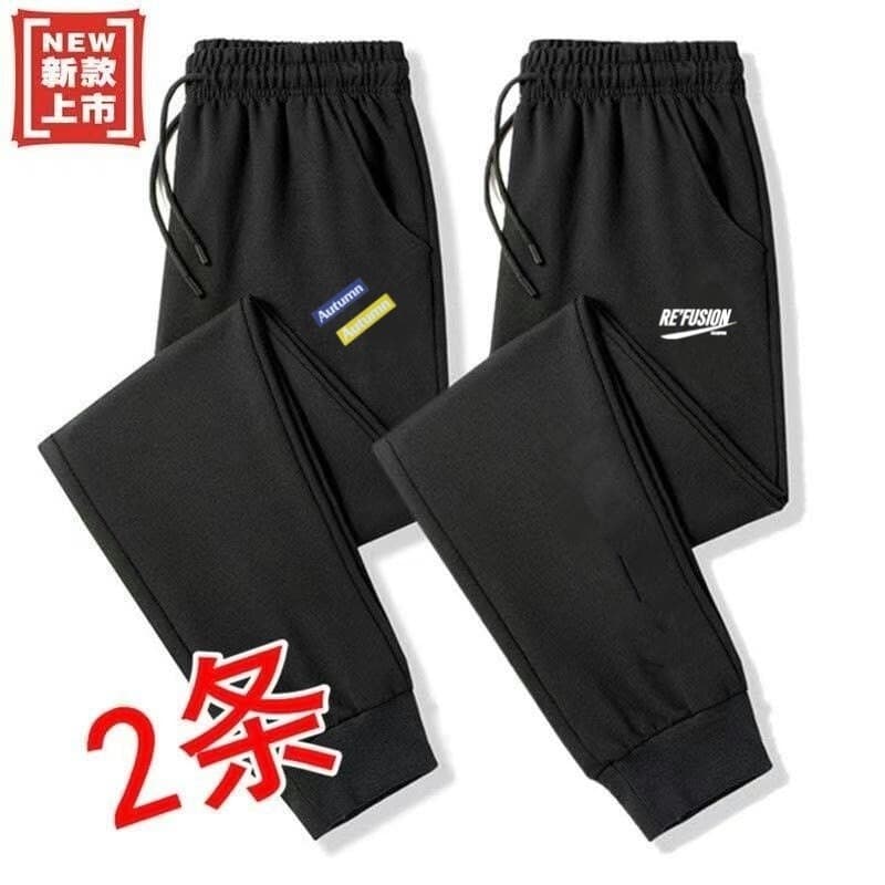 Calças masculinas verão estilo fino solto preto na moda calças esportivas estudante Casual All-Match calças moletom masc