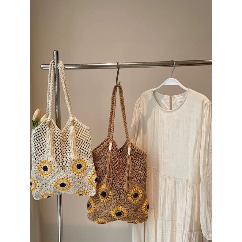 Moda outono novo estilo Design algodão corda Material tecido bolsa de ombro novo estilo bolsa feminina na moda All-Match