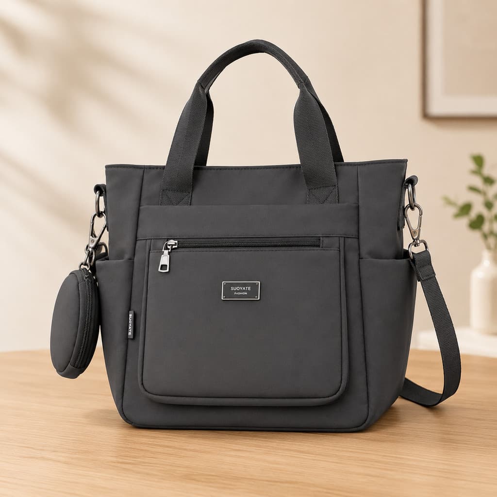Bolsa Feminina  Grande Transversal de Ombro em Nylon Ideal para Trabalho Faculdade Escolar