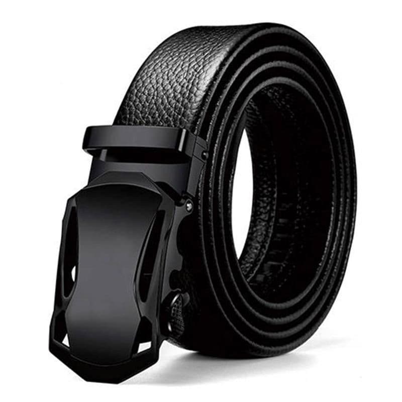 Cinto masculino com fivela automática para carro esportivo com rosto preto, cinto Casual de negócios