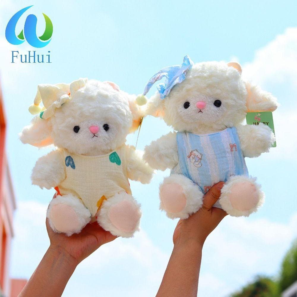Bichos De Pelúcia FUHUI , Usando Pijamas Chapéus , Brinquedos De Ovelha Pequena , Alta Qualidade
