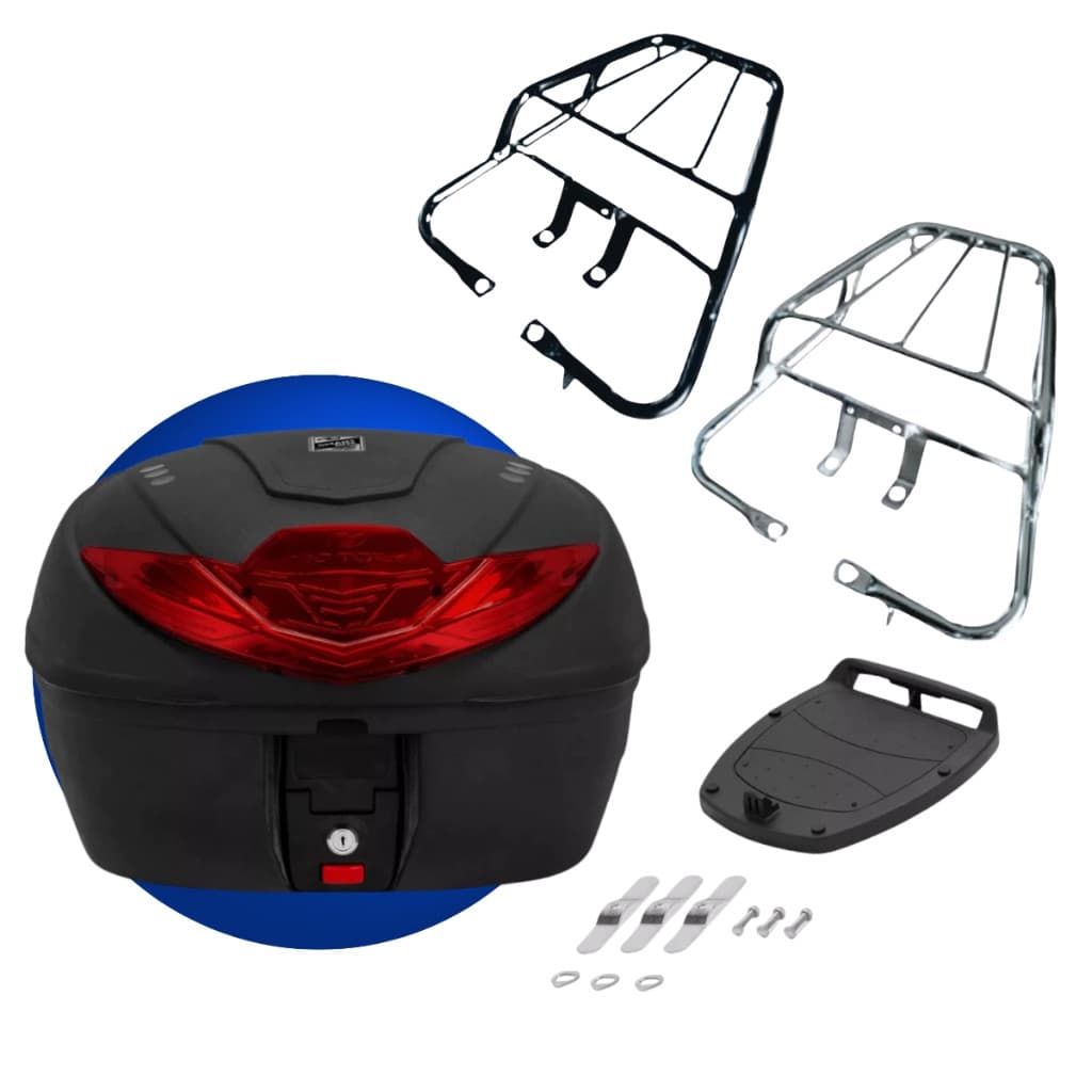 Bagageiro Cg Titan Fan 125 Baú Bauleto 35 Litros 2000 até 2008 Preto Cromado