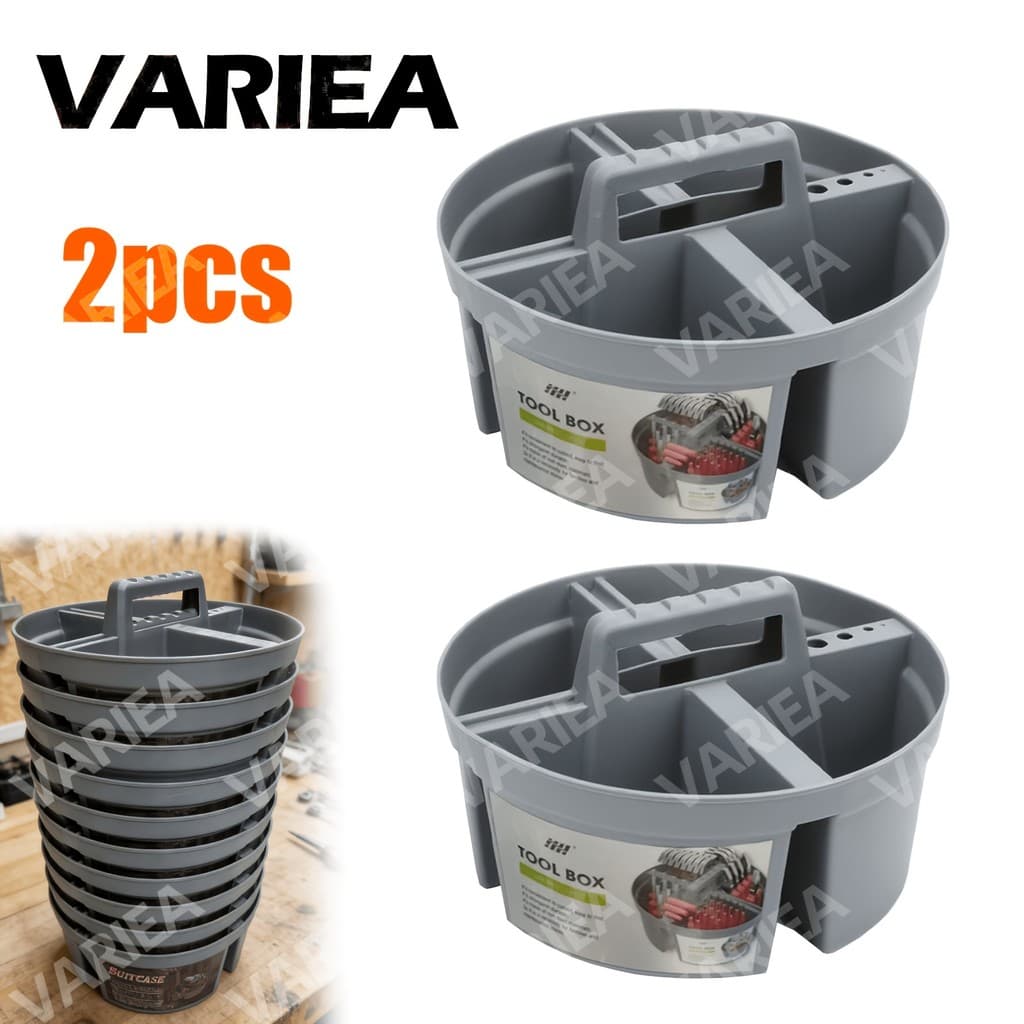 VARIEA-2pcs Caixa de armazenamento de ferramentas portátil - Caixa de ferramentas empilhável redonda Caixa de armazename