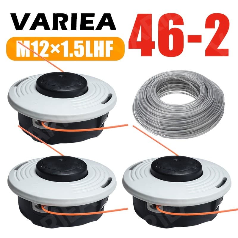 VARIEA-3 Cabeças de corte de corte 46-2 de alta qualidade + 1 aparador de fio de aço, rosca M12 * 1.5 LHF, estrutura for